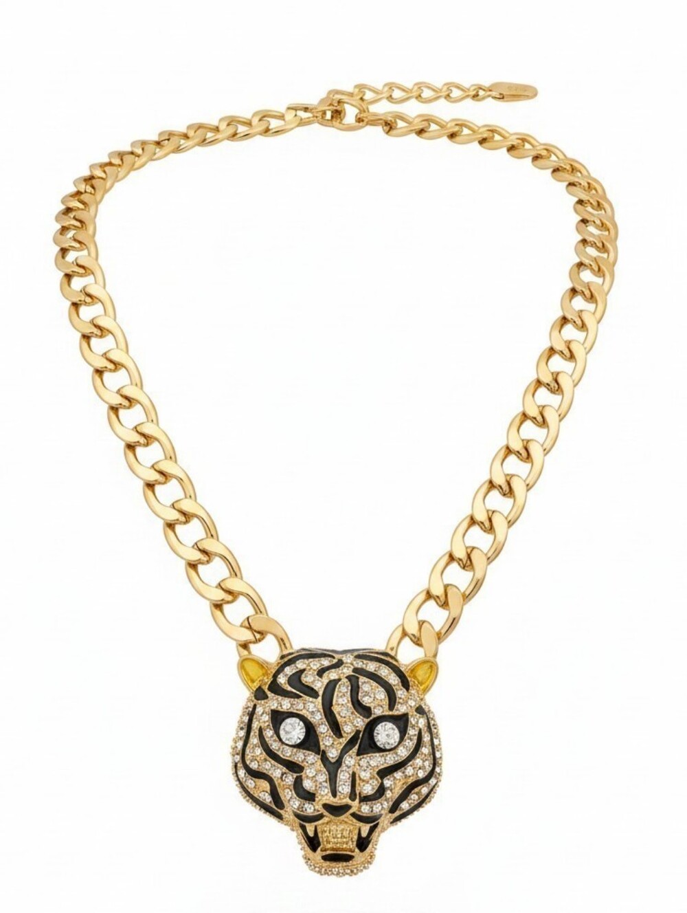 💛▪️Natasha Couture▪️ Beautiful Unique Gold Tone  Tiger  Pendant 21 In  Necklace